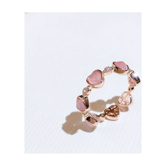 TopLLC Rings Opal Heart Shaped Love Heart Opening Jewelry Women a ring