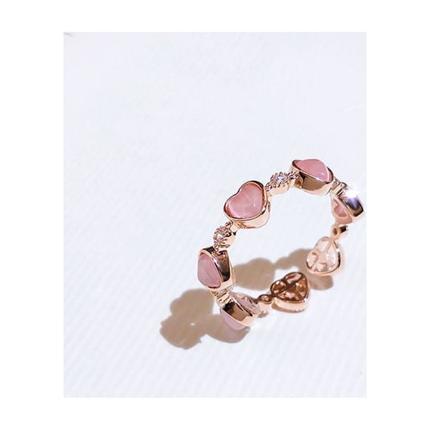 Anillos para mujer, regalos para mujer, joyería con apertura de corazón de ópalo en forma de corazón, anillo para mujer