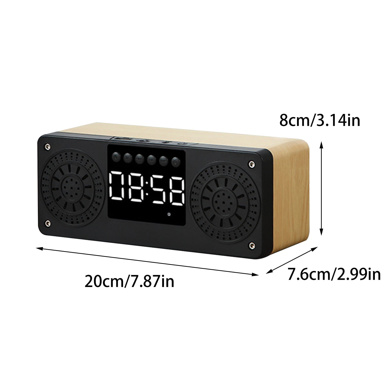 maho A10 Wooden Clock Multi-function Bluetooth Audio U Disk Card Gift Gift Mobile Phone Computer Speaker Bluetooth Speaker for Gift, Shower, Party, Home, Travel