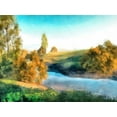 thumbnail image 2 of Saunders, Alonzo 14x12 Black Ornate Wood Framed with Double Matting Museum Art Print Titled - Down Stream III, 2 of 4