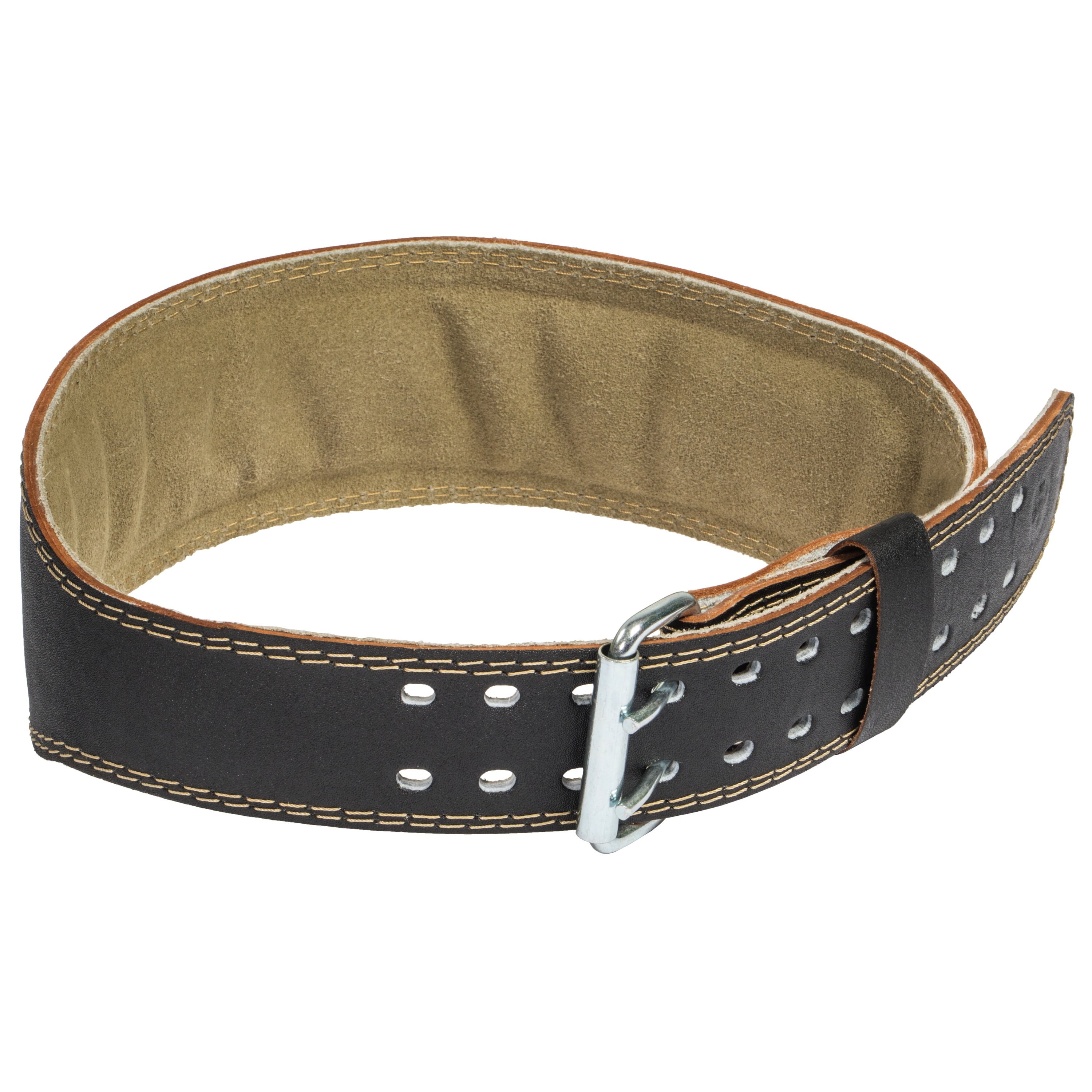 Harbinger Padded Leather Contoured Weightlifting Belt with Suede Lining and Steel Roller Buckle 