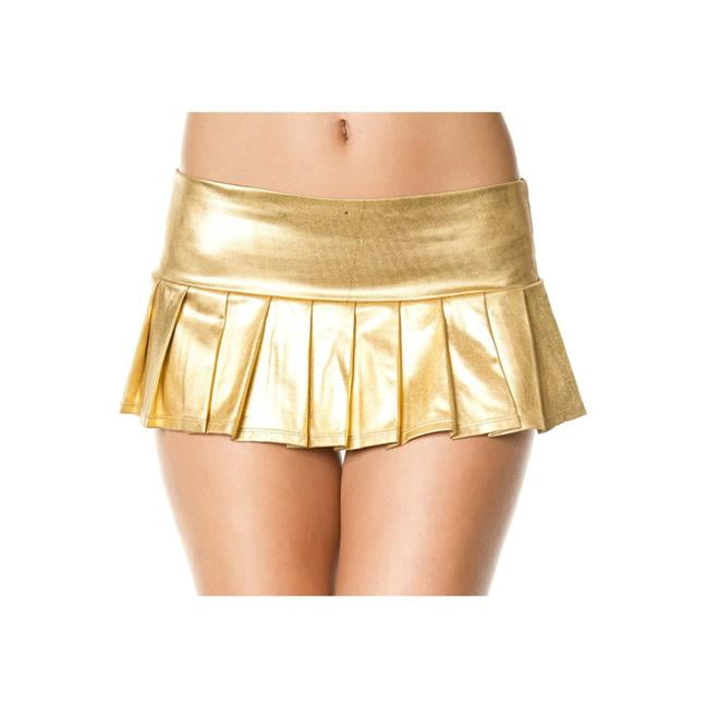 Metallic Pleated Mini Skirt Gold