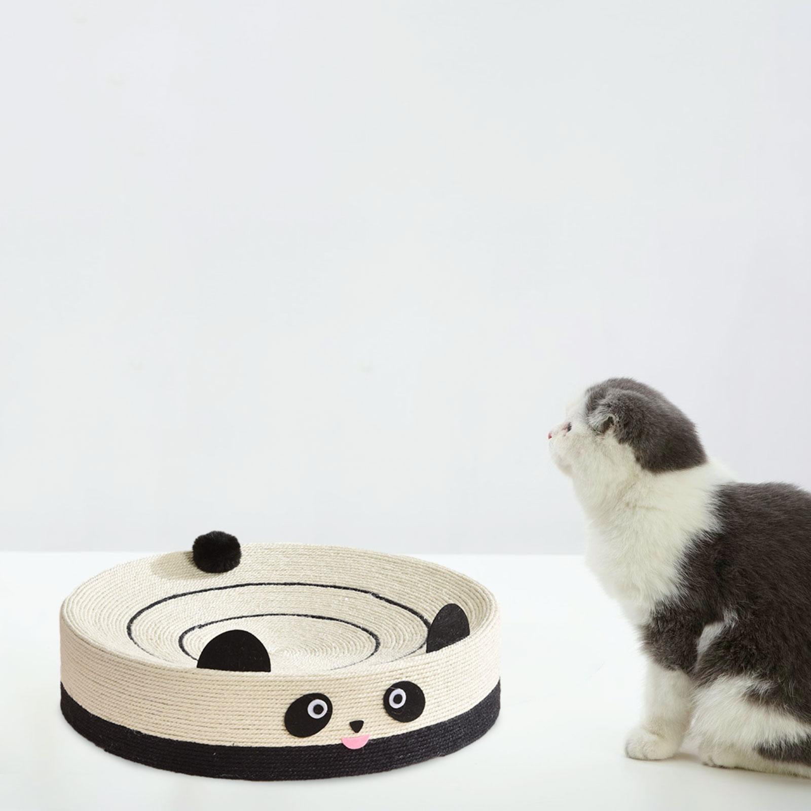Round Sisal Cat Scratch Pad Cat Scratcher Bed Toys Durable Circular Creative Sturdy Home Decoration Cat Scratching Pad Lounge , Panda