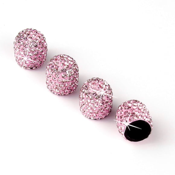 Tapones para válvulas JUSTTOP Crystal Rhinestone, paquete de 4 unidades, color rosa