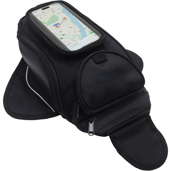 Motorcycle Tank Bag - Oxford Saddle Black Motorbike Bag - Strong Magnetic Bag for Honda Yamaha Suzuki Kawasaki Harley