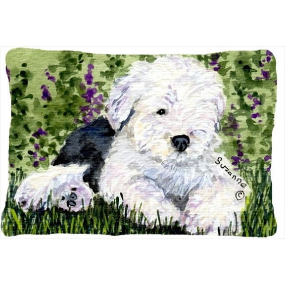 Old English Sheepdog Indoor & Outdoor Decorative Fabric Pillow - 12 x 16 in.