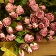 thumbnail image 4 of Mdesiwst Artificial Rose Flower Branch with Stem Green Leaves Home Wedding Party Faux Flower Decoration, 4 of 9