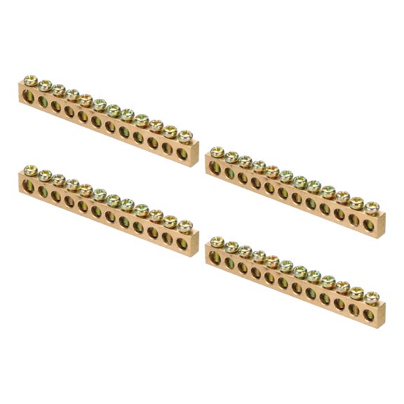 4 Pcs Ground Bus Bar Brass Terminal Grounding Bar 12 Positions Grounding Bars Block for Electric Box