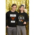 thumbnail image 4 of Main Man Side Chick Thanksgiving Couples Crewneck Sweatshirt, M, Black, Main Man, 4 of 6