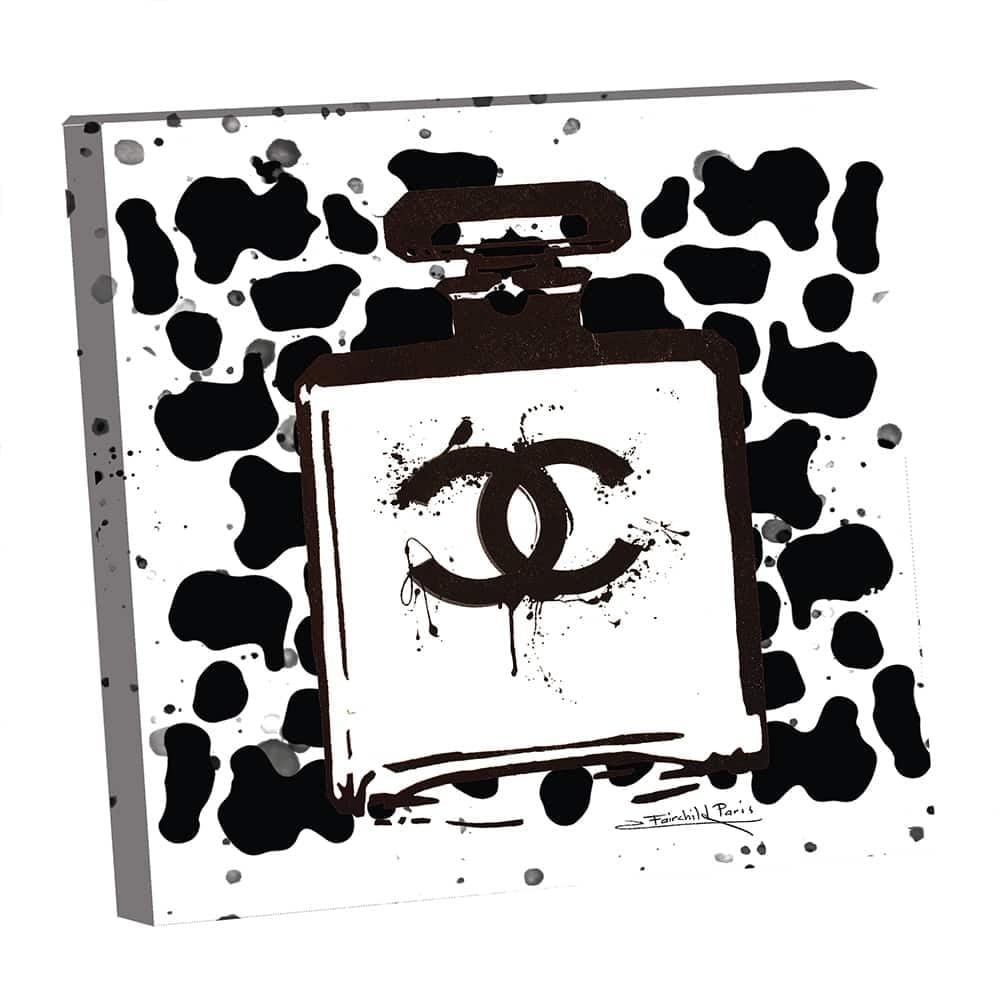 Fashion Perfume Bottle, Canvas Animal Print - 14"X14" Artwork - Multi-Color 16 x 20