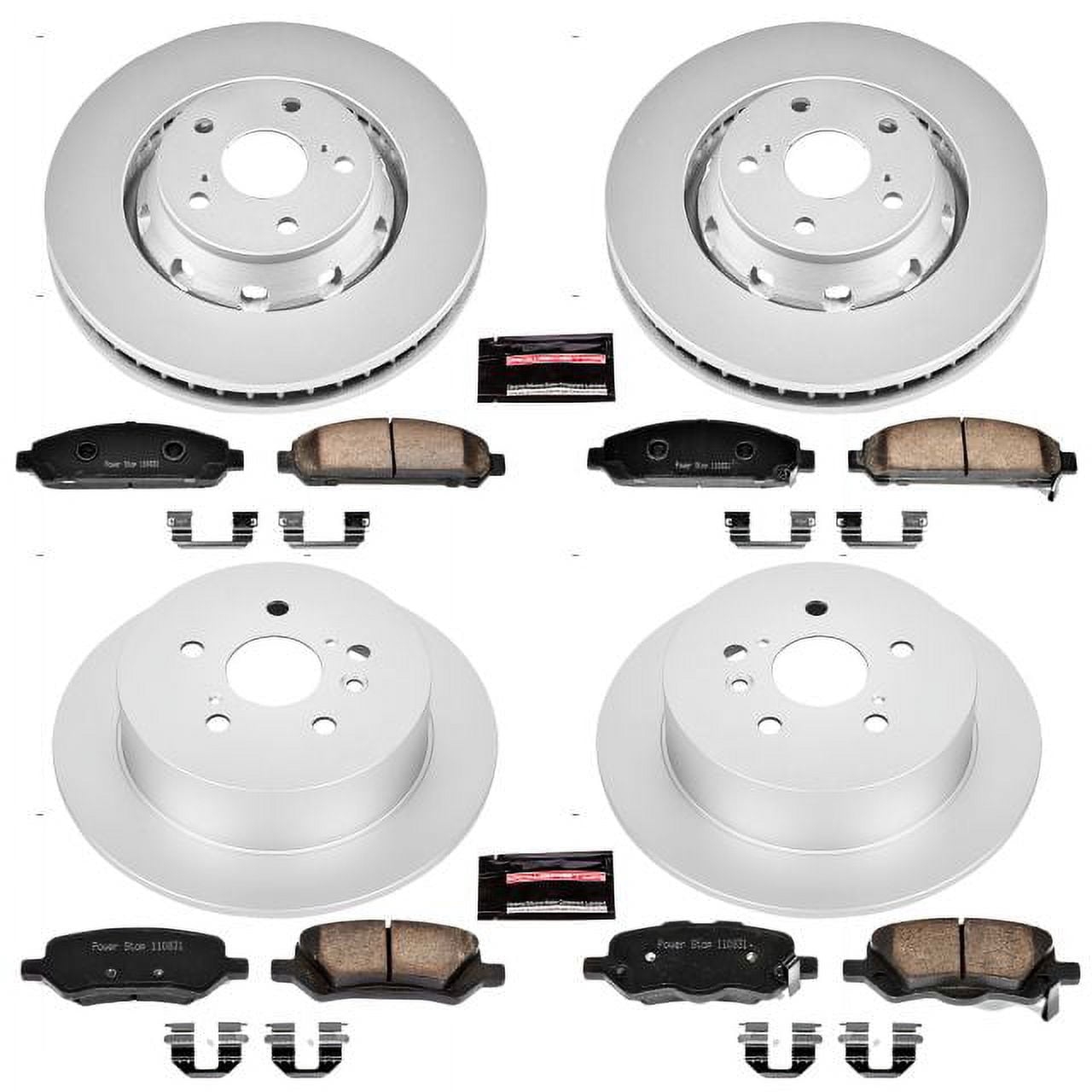 PowerStop Front and Rear Geomet Coated Brake Rotor and Pad Kit Fits: TOYOTA Select Models CRK5866