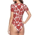 thumbnail image 4 of Fotbe Women Short Sleeve Bodysuit Round Neck Hearts Bodysuit For Women Round Neck Scoop Neck Long Sleeve Stretch Tops Jumpsuit-X-Large, 4 of 9