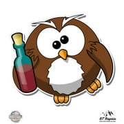 Alcoholic Owl Funny - 3" Vinyl Sticker - For Car Laptop I-Pad Phone Helmet Hard Hat - Waterproof Decal
