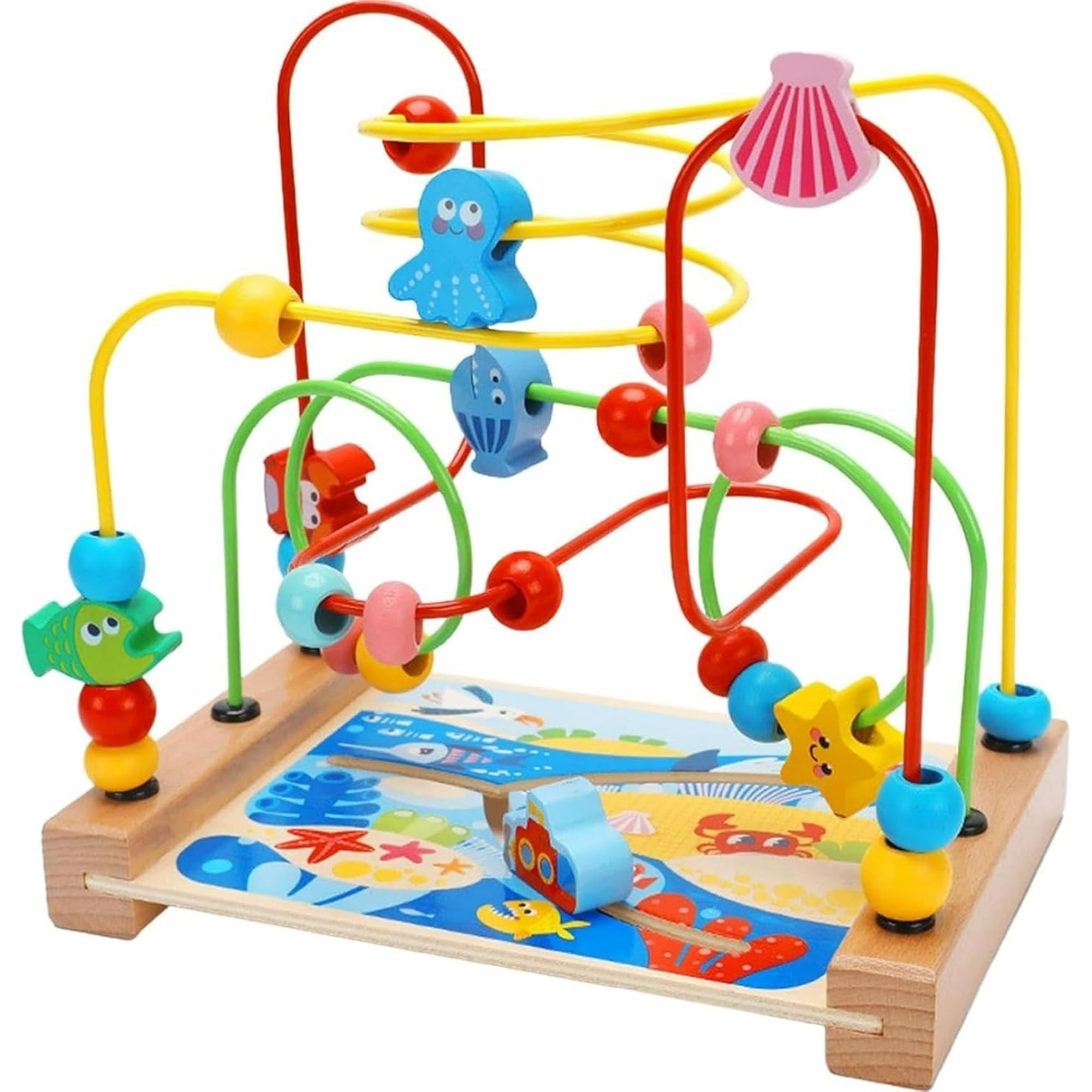 Binwennn Bead Maze Toys Wooden Activity Cube For Toddlers