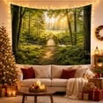thumbnail image 3 of Sunlit Forest Around with Wooden Footbridge Railings Crosses, Mystical Fantasy for Space Lovers, Galaxy Room Decor, Mother'S Day Gift, Tapestry Wall Hanging for Bedroom and Dorm, 3 of 6