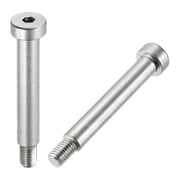 2 Pcs 304 Stainless Steel Shoulder Bolt 10mm Shoulder Dia 60mm Shoulder Length M8x1.25 Thread Hex Socket Shoulder Bolts for Hydraulic Injection Molding Machinery Industries