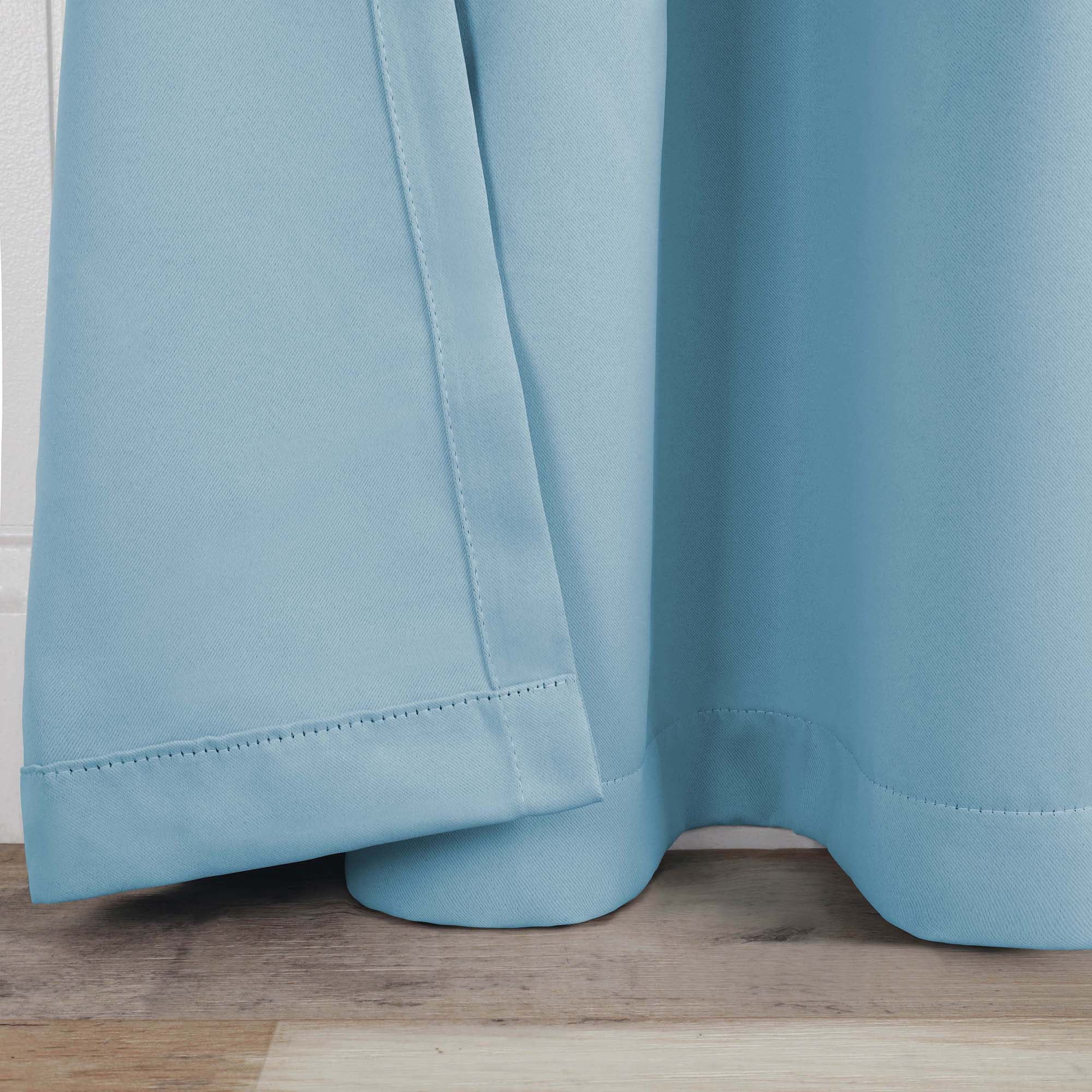 Superior Blackout Solid Light Filtering Back Tab Curtain Panel Set, 42" x 96", Light Blue
