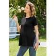thumbnail image 4 of Weardear Maternity Shirts Side Split Tops Short Sleeve Crew Neck Tops(1 pack ), 4 of 7