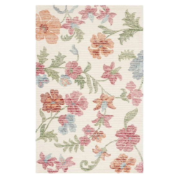 SAFAVIEH Jardin Anson Floral Wool Area Rug, Ivory/Red, 5' x 8'