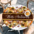 thumbnail image 2 of Orange Sunflower Pumpkins Round Tablecloth, Fitted Table Cover with Elastic for 45"-54" Round Tables, Pastoral Botanical Watercolor Table Cloth Outdoor Indoor Dinning Party Waterproof Tablecloths, 2 of 7