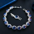 thumbnail image 5 of Fashion Blue Rainbow CZ Crystal Round Oval Shape Charm Bracelet for Women Brides, 5 of 9
