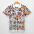 thumbnail image 3 of Otomi Fabric Mexico Art Men Zipper T-shirt Summer Casual Short Sleeve T-shirt Top, 3 of 7