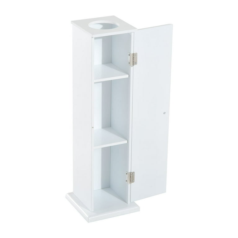 HOMCOM 26 Bathroom Cabinet White Country Toilet Paper Storage Shelf with Door