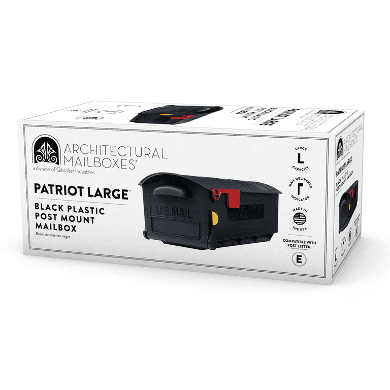 Patriot Large, Plastic, Post-Mount Mailbox, Black Patriot Large, Plastic, Post-Mount Mailbox, Black
