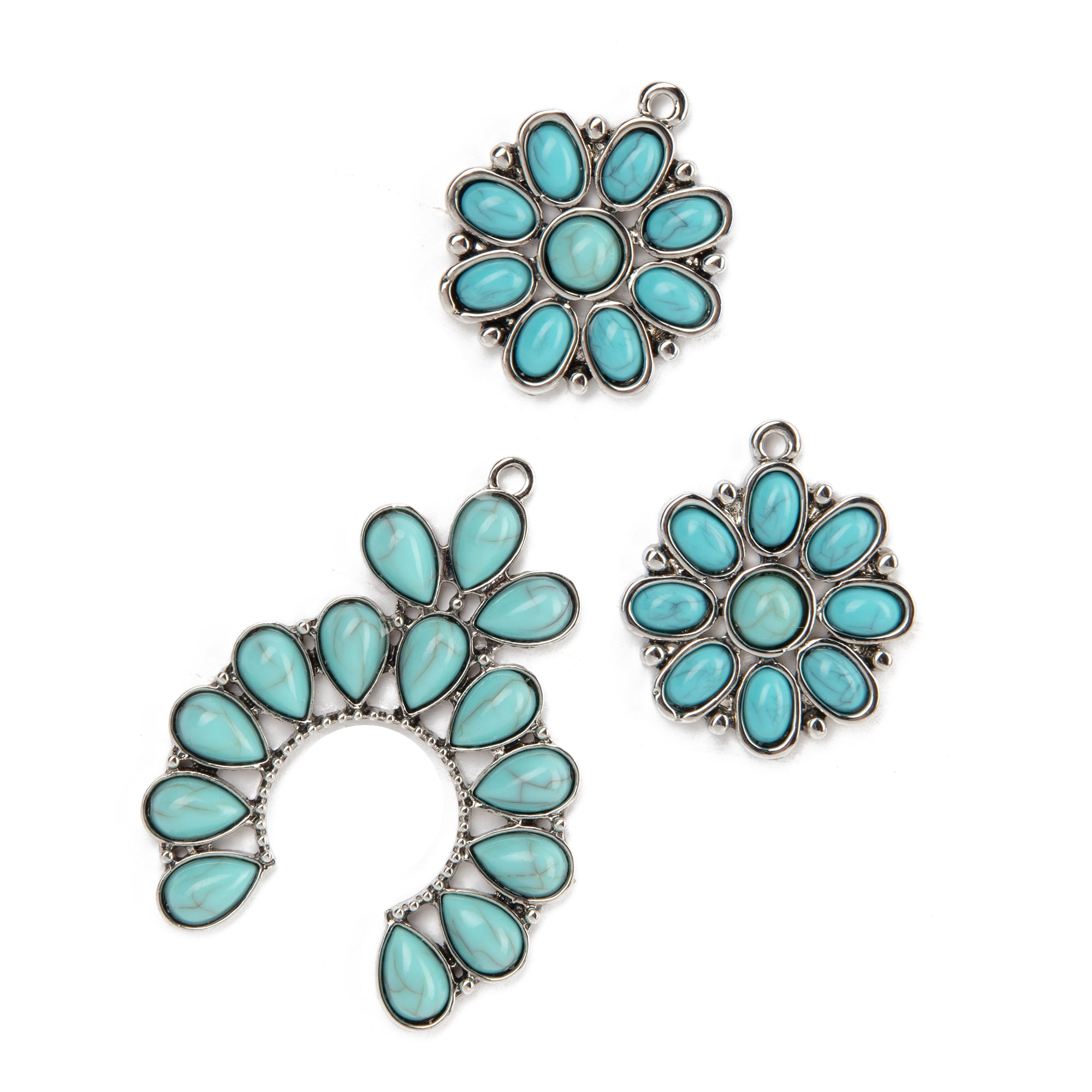 Cousin DIY Faux Turquoise Squash Jewelry Charms, Silver Metal, 3 Piece, Adult, Unisex, 69995798
