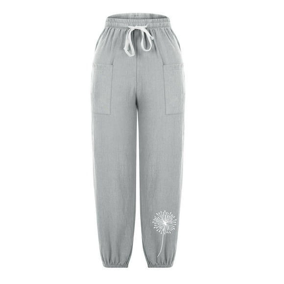 PMUYBHF Womens Sweat Pants Petite Length Black Women's Cotton and Linen Casual Fashion Comfortable Dandelion Loose Pants for Women Womens Khaki Pants Casual Petite Sequin Pants Women Plus Size Flare