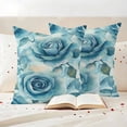 thumbnail image 3 of Tel Blue Roses Outdoor Waterproof Pillow Covers, Spring Botanical Leaves Decorative Square Throw Pillowcase Sofa Cushion Sham for Patio/Couch/Chair, 26"x26" 2 Pack, 3 of 8