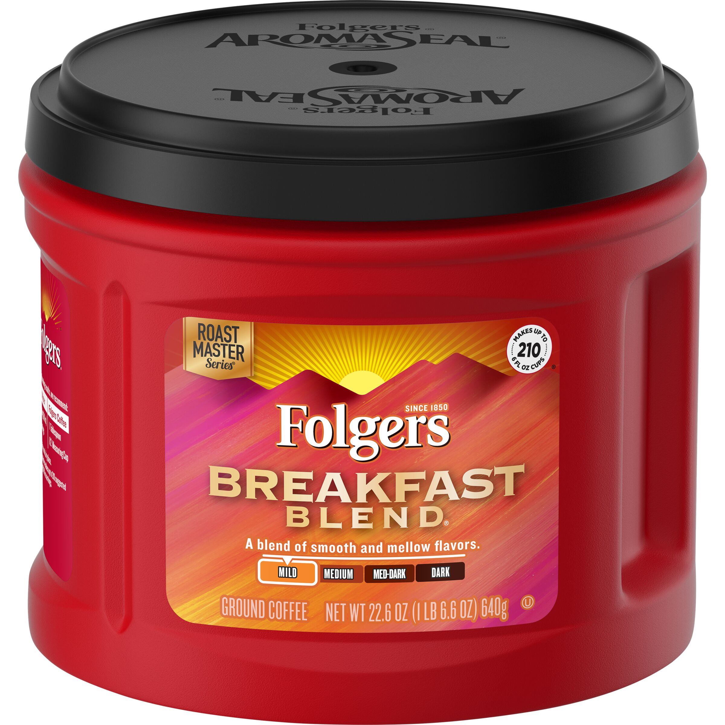 Folgers Breakfast Blend Ground Coffee, Smooth & Mild Coffee, 22.6 Ounce Canister