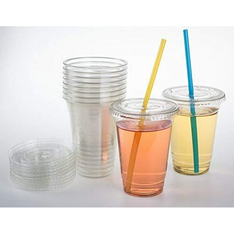 25 Glittered 9 oz Clear Plastic Disposable Cups with Gold Trim