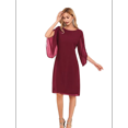 thumbnail image 2 of Womens Chiffon Dresses Flutter Sleeve Party Wedding Cocktail Dress Wine Red M, 2 of 6