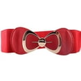 thumbnail image 2 of haxmnou women fashion bowknot buckle waistband wide elastic stretch waist belt rd red, 2 of 2