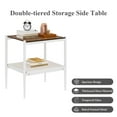 thumbnail image 3 of Gzxs White Side Tables Set of 2, Small End Table 2-Tier Design with Brown Glass Top, Narrow Rectangular Bed Side Table with Metal Frame for Modern Living Room Bedroom, 3 of 7