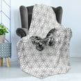 thumbnail image 4 of Butterfly Soft Flannel Fleece Throw Blanket, Animal Butterfly on Geometric Fragments Modern Inspired Illustration, Cozy Plush for Indoor and Outdoor Use, 60" x 80", White and Grey, by Ambesonne, 4 of 5