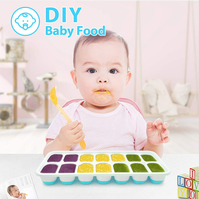 Silicone Food Mold, Silicone Baby Food Freezer Tray With Lid, Food