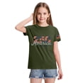 thumbnail image 4 of CCRFTGI 4th of July Shirts for Children Girls 10-12 Short Sleeve Happy 250 anniversary usa shirt Summer Patriotic Tunic Blouses 1776 Festival Teen Girl Clothes Tee Top Army Green 10-11 Years, 4 of 5
