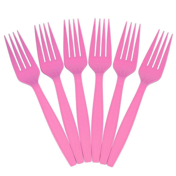 JAM Plastic Forks, Fuchsia Pink, 100 Disposable Forks/Box