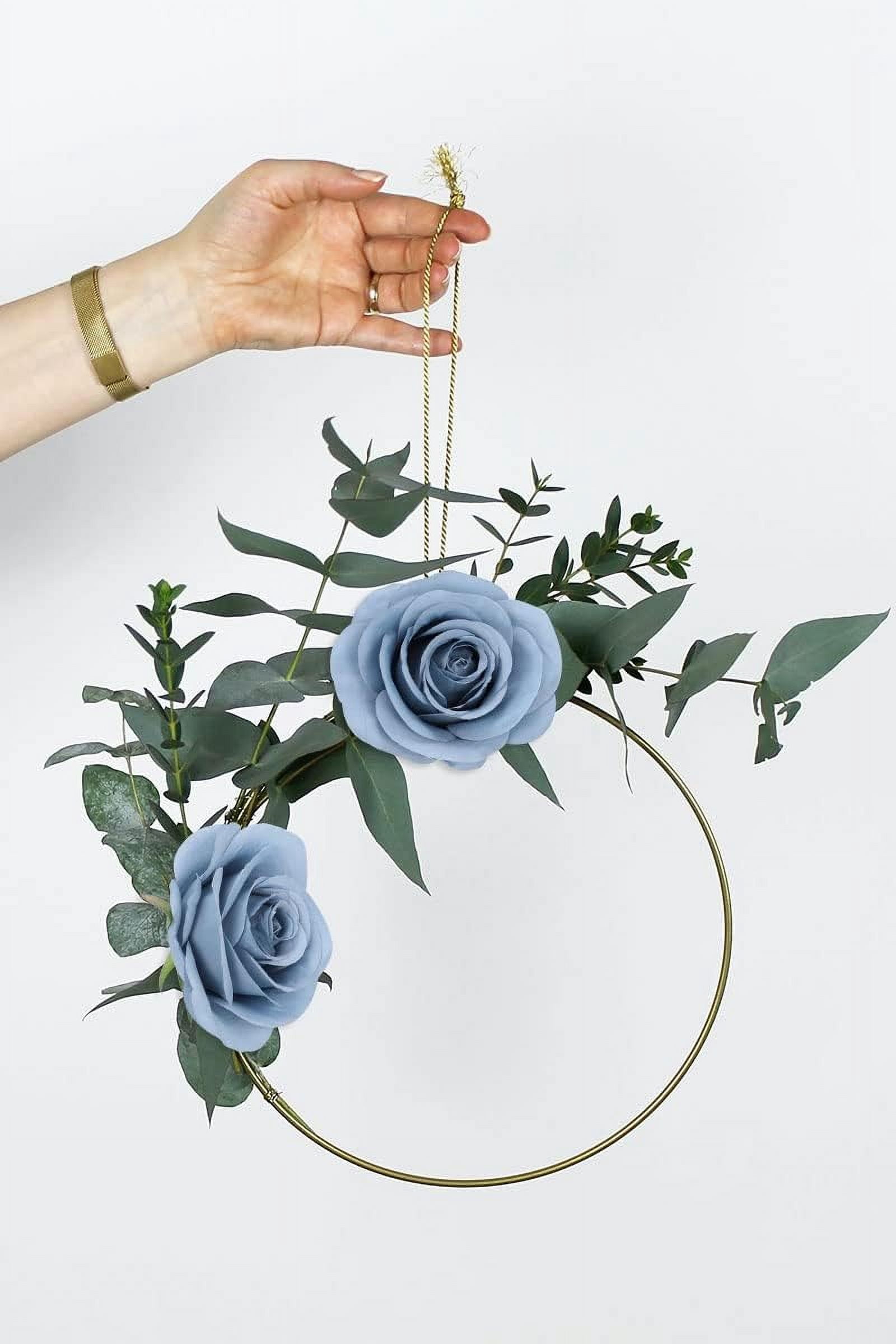 Artificial Rose Flower Artificial Flowers Flower with Long Stem Silk Roses Bouquet for Wedding Bridal Shower Party Home Decoration (Dusty Blue, 12 Pcs)