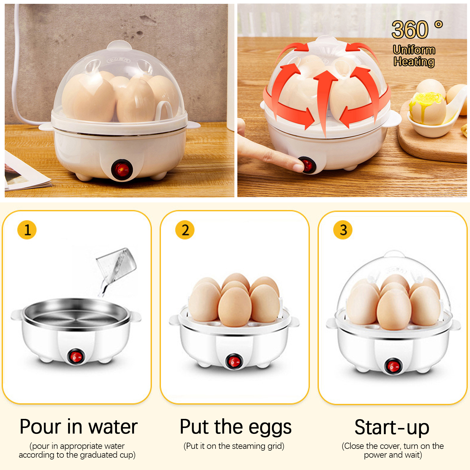 Electric Egg Cooker – Boils 7 Or 14 Eggs, Rapid Boiler & Poacher With Auto Shut-Off, 350W