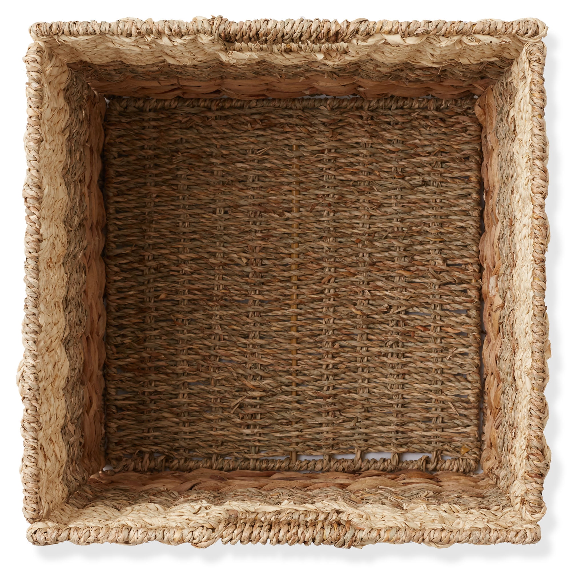 Casafield 13" x 13" Mixed Weave Storage Baskets, Natural - Set of 2 Collapsible Cubes, Woven Bin Organizers for Bathroom, Bedroom, Laundry