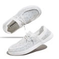 thumbnail image 4 of LUCKY STEP Rhinestone Loafers Shoes Comfort Slip On Mesh Knit Walking Shoes,White,Womens, 4 of 6