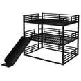 thumbnail image 4 of Queen over Queen over Queen Bunk Bed with Slide, Metal Triple Bunk Bed with Safety Guardrails, Heavy-duty Bunk Bed with Noise-reduced Design, Black, 4 of 9