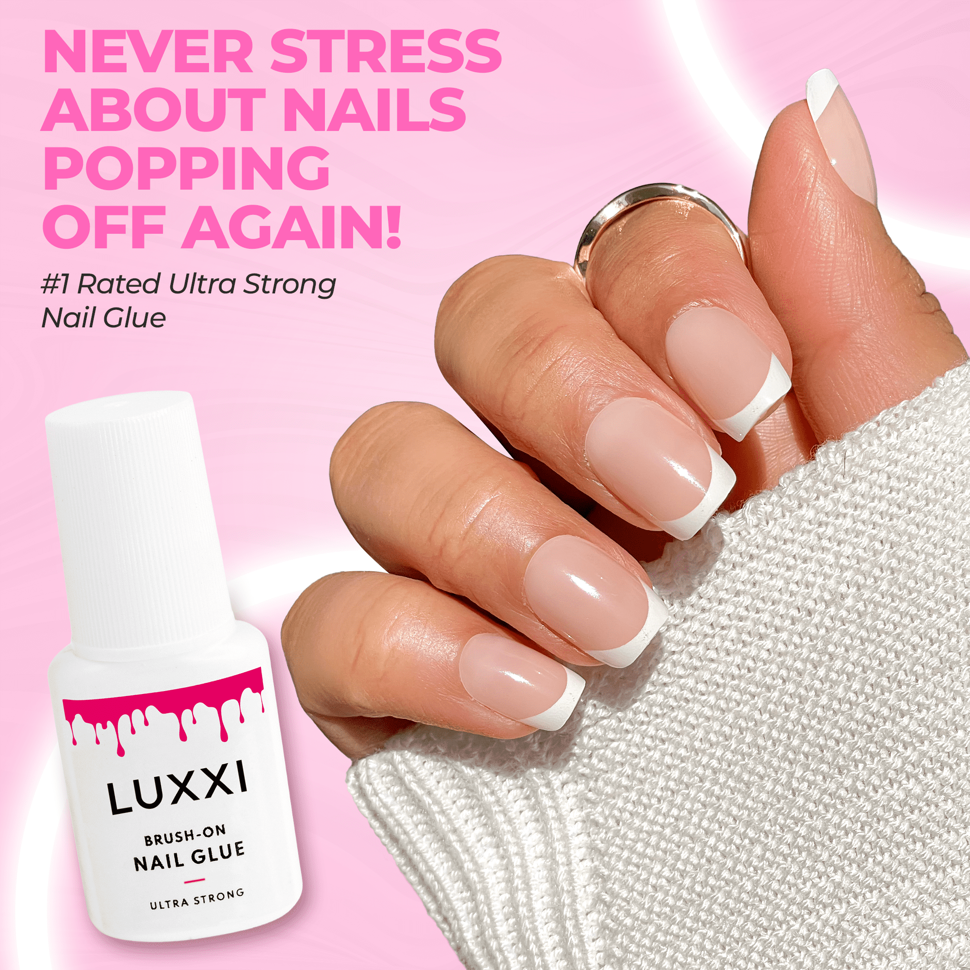 LUXXI Ultra-Strong Brush On Nail Glue for Press On Nails