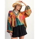 thumbnail image 5 of Camisa de Larga con Cuello en V para Mujer, Estilo Suéter Holgado Estampado para Otoño e Invierno. Verde S, 5 of 9