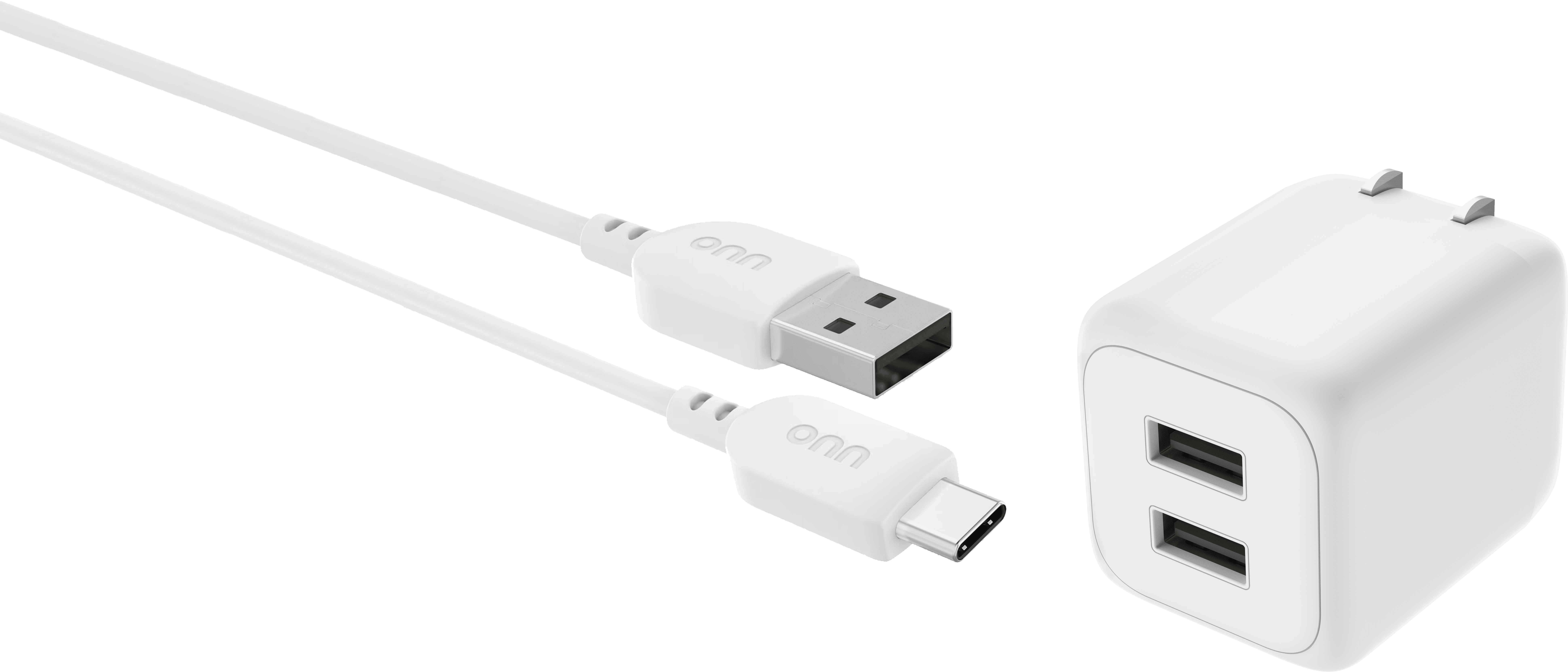 (5 pack) ONN. 24W WALL CHARGER WITH C-A CABLE WHT