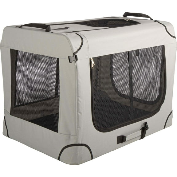 PETMAKER Soft Dog Crate with Divider Panel - Collapsible Dog Crate for Medium Dogs (Gray)