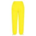 thumbnail image 4 of Woemn's Sweatpants Elastic Waist Solid Cuffed Joggers with Pockets Yellow L, 4 of 5